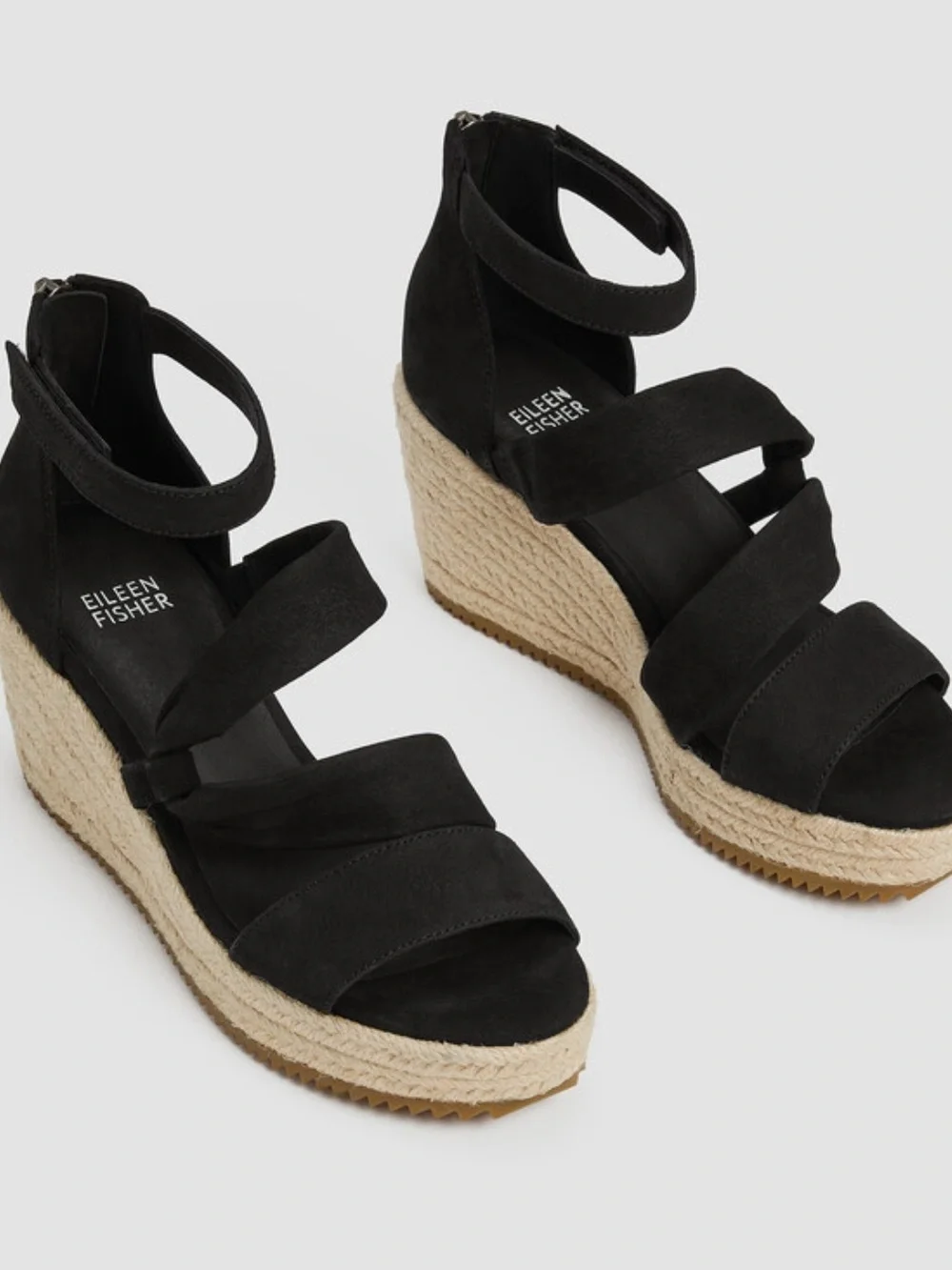 Eileen Fisher Tumbled Nubuck Leather Espadrille Sandals Size 7